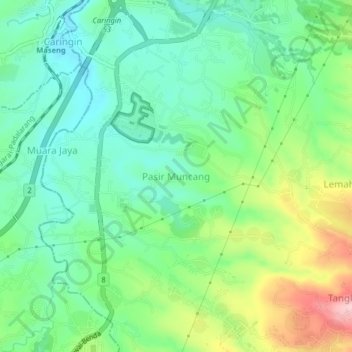 Pasir Muncang topographic map, elevation, terrain