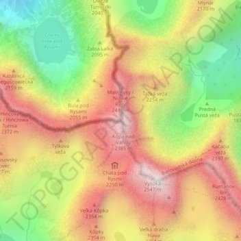 Rysy topographic map, elevation, terrain