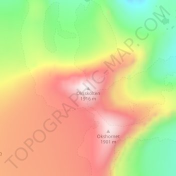 Oksskolten topographic map, elevation, terrain