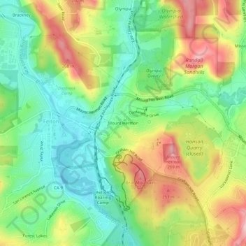 Mount Hermon topographic map, elevation, terrain