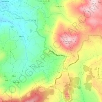 Olival topographic map, elevation, terrain