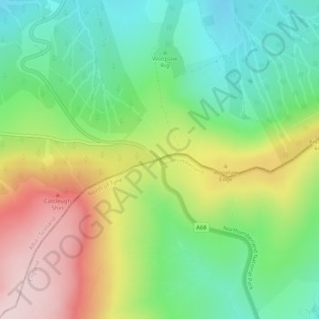 Carter Bar topographic map, elevation, terrain