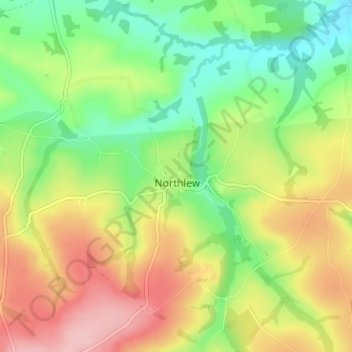 Northlew topographic map, elevation, terrain