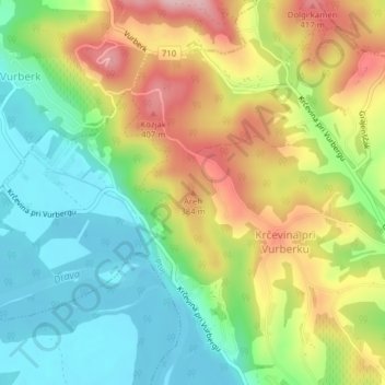 Areh topographic map, elevation, terrain