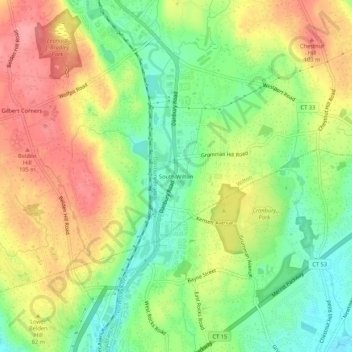 South Wilton topographic map, elevation, terrain
