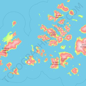 Franz Josef Land topographic map, elevation, terrain