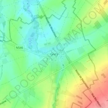 Givry topographic map, elevation, terrain
