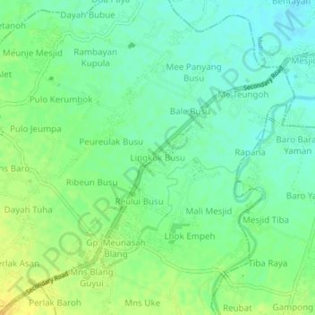 Lingkok Busu topographic map, elevation, terrain