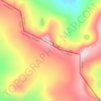 Pontic Mountains topographic map, elevation, terrain