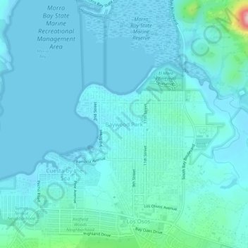 Baywood Park topographic map, elevation, terrain