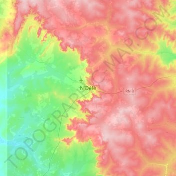 N'Délé topographic map, elevation, terrain