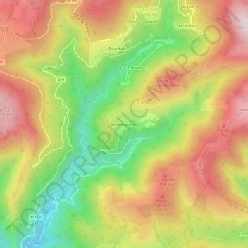 Serremijeanne topographic map, elevation, terrain