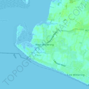 West Wittering topographic map, elevation, terrain
