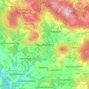 Hauzenberg topographic map, elevation, terrain