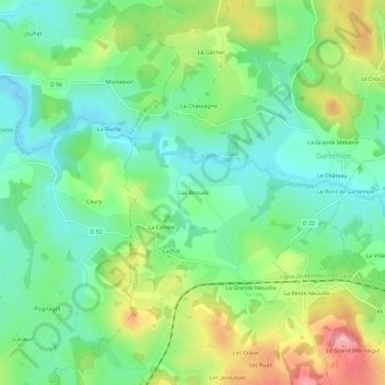 Las Brouas topographic map, elevation, terrain
