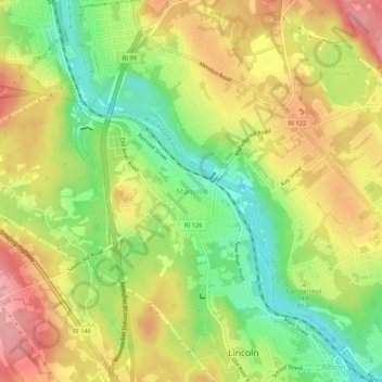 Manville topographic map, elevation, terrain
