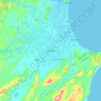 Hastings topographic map, elevation, terrain