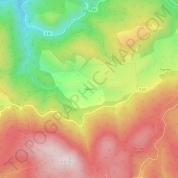 Cannac topographic map, elevation, terrain