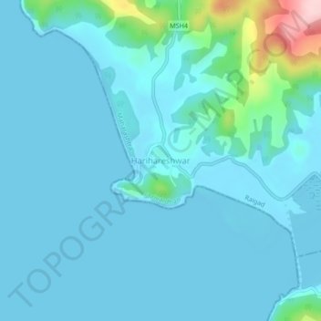 Harihareshwar topographic map, elevation, terrain