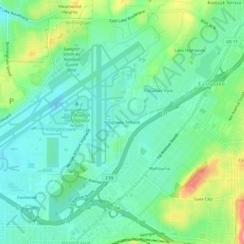 Kingsway Terrace topographic map, elevation, terrain