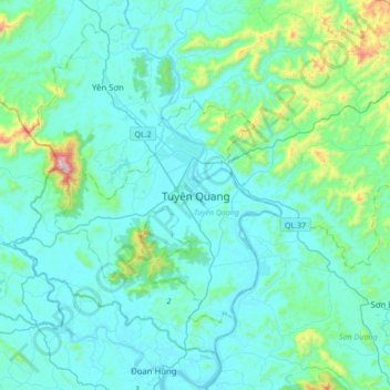 Tuyen Quang topographic map, elevation, terrain