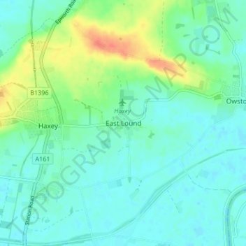 East Lound topographic map, elevation, terrain