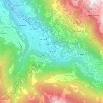 Champsec topographic map, elevation, terrain