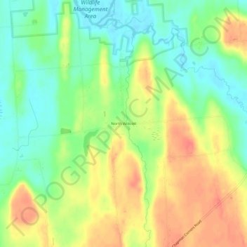 North Wolcott topographic map, elevation, terrain