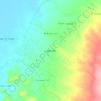 Cimanuk topographic map, elevation, terrain