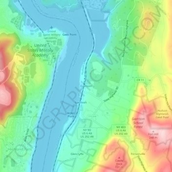 Garrison topographic map, elevation, terrain