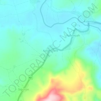 Kolakhoure topographic map, elevation, terrain