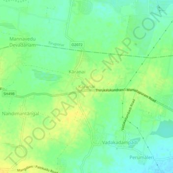 Karanai topographic map, elevation, terrain