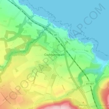 Cockburnspath topographic map, elevation, terrain