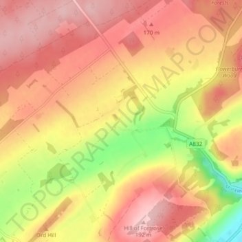 Raddery topographic map, elevation, terrain