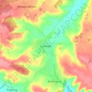 Lyminge topographic map, elevation, terrain