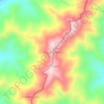 Chiephobozou topographic map, elevation, terrain