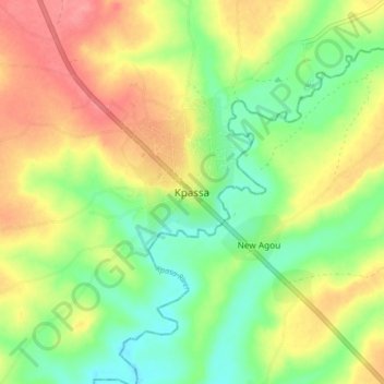 Kpassa topographic map, elevation, terrain