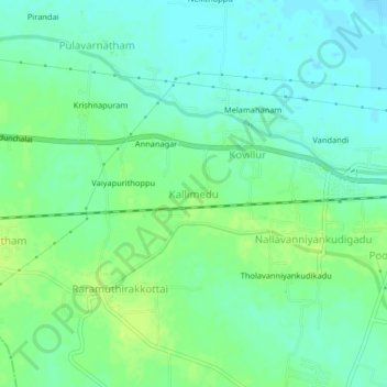 Kallimedu topographic map, elevation, terrain