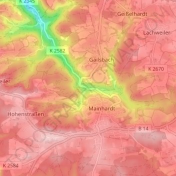 Mittelmühle topographic map, elevation, terrain