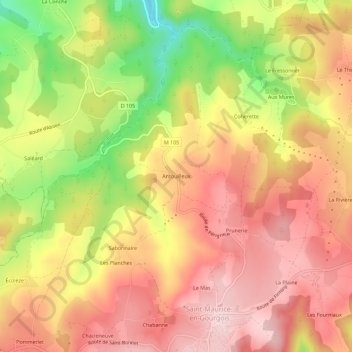 Antouilleux topographic map, elevation, terrain