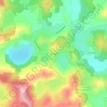 Soulages topographic map, elevation, terrain