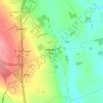 Middleton Tyas topographic map, elevation, terrain