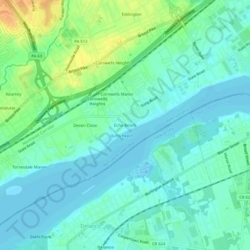 Echo Beach topographic map, elevation, terrain