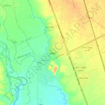 Shush topographic map, elevation, terrain