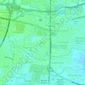 Waru topographic map, elevation, terrain