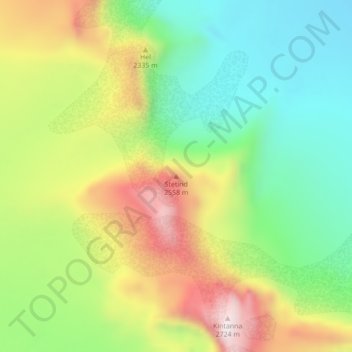 Stetind topographic map, elevation, terrain