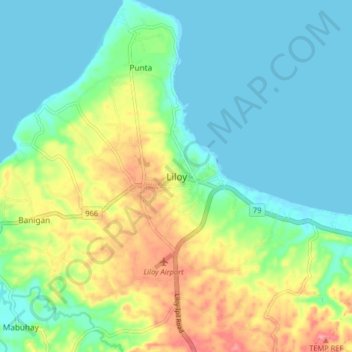 Liloy topographic map, elevation, terrain