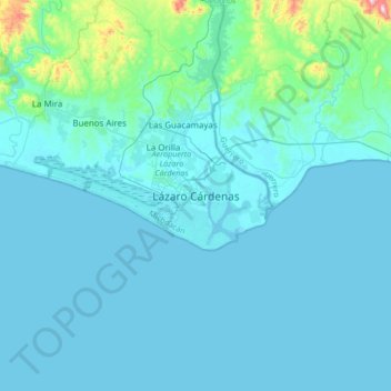 Lázaro Cárdenas topographic map, elevation, terrain