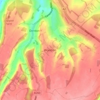 Wootton topographic map, elevation, terrain