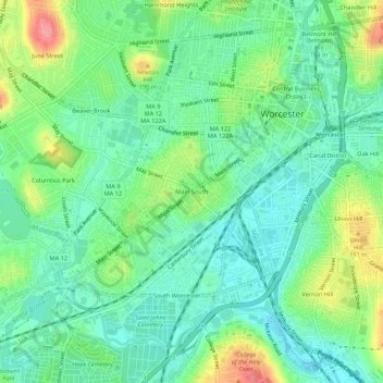 Main South topographic map, elevation, terrain